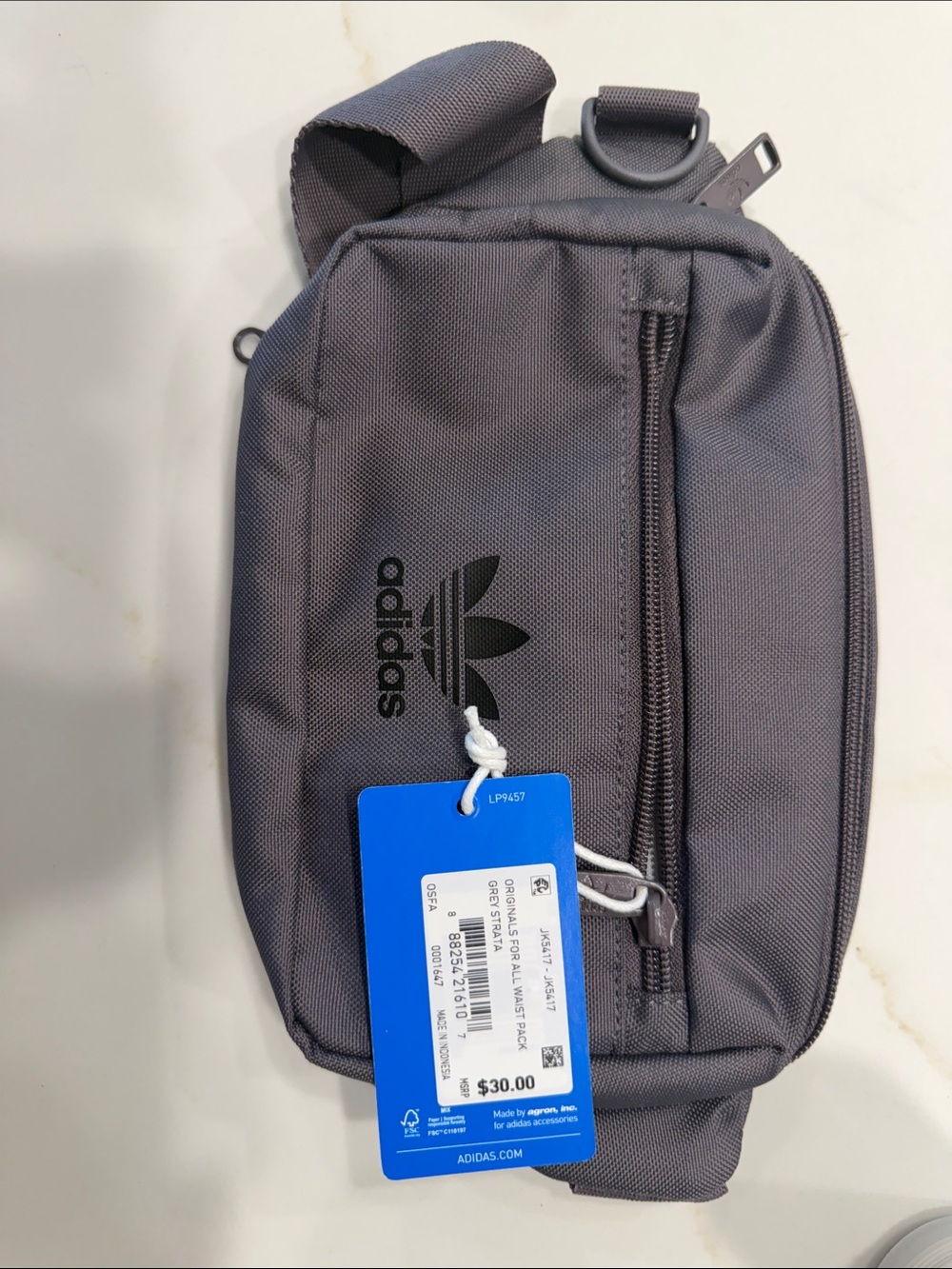 adidas Gray/Taupe Sling Belt Bag with Trefoil Logo